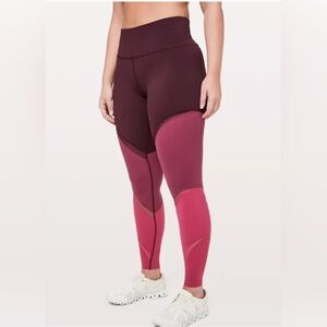 Lululemon Colour Me Ombre Tight 28" Blush Berry / Violet Red Leggings Size 10